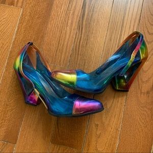 Rainbow lucite heels - colorful bright and fun!
